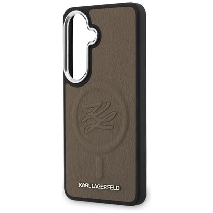 Étui MagSafe pour Samsung Galaxy S26 Plus S947, Karl Lagerfeld, Logo Initial en Relief, Marron