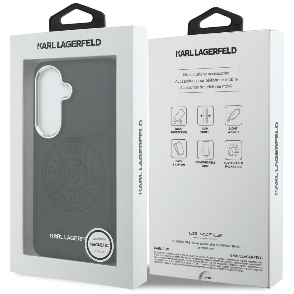 Coque MagSafe pour Samsung Galaxy S26 Plus S947, Karl Lagerfeld, Logo Karl Round Point, Noire