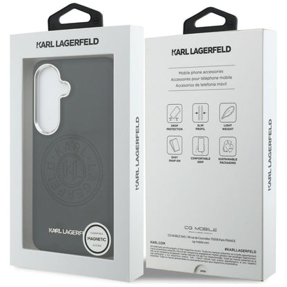 Coque MagSafe pour Samsung Galaxy S26 Plus S947, Karl Lagerfeld, Logo Karl Round Point, Noire