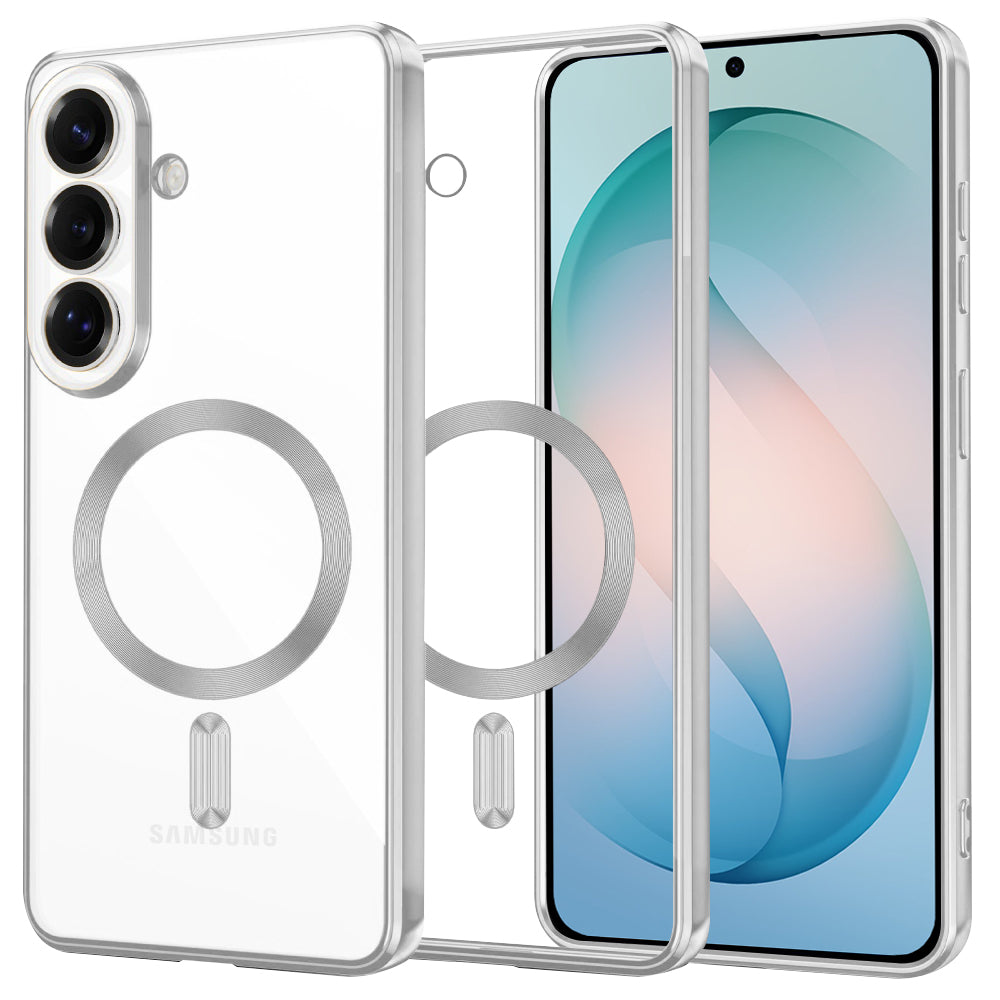 Coque MagSafe pour Samsung Galaxy S26 Plus, Techsuit, Luxury Crystal, Argentée