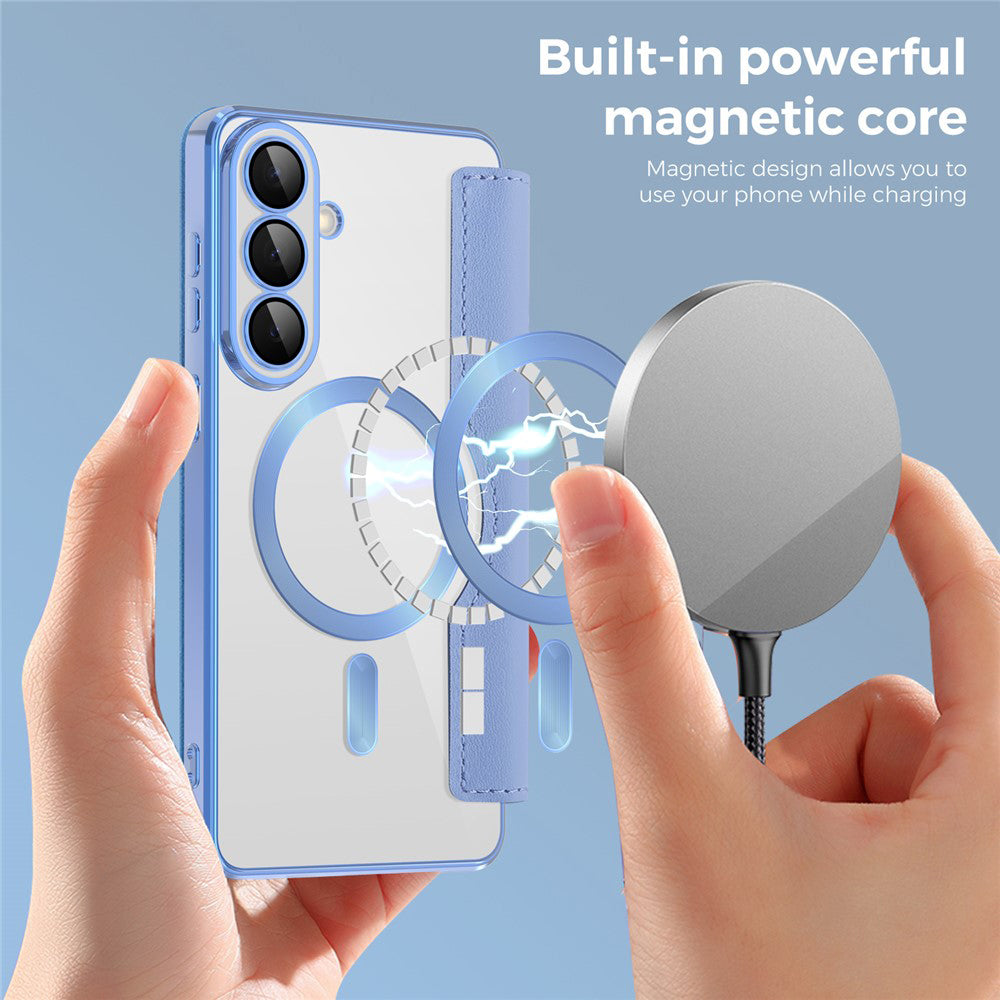 Housse MagSafe pour Samsung Galaxy S26 Plus, Techsuit, SmartMag Book, Bleu