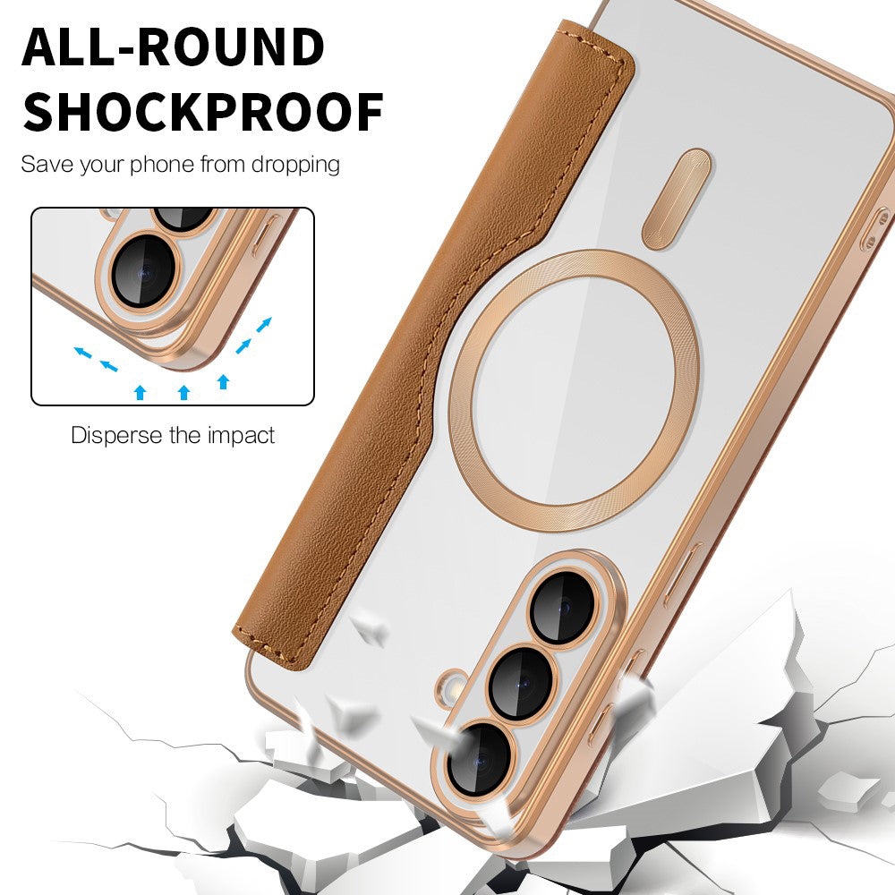 MagSafe hoes voor Samsung Galaxy S26 Plus, Techsuit, SmartMag Book, Bruin