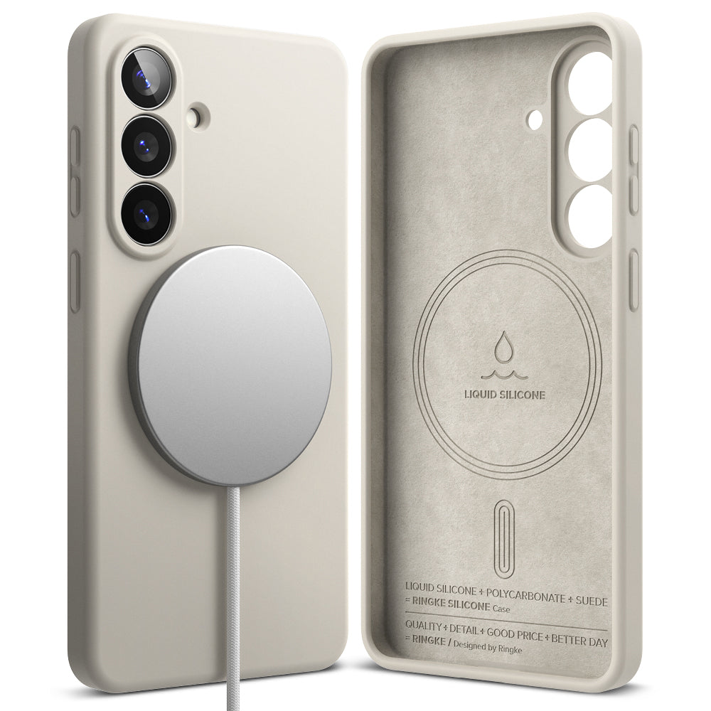 MagSafe hoesje voor Samsung Galaxy S26, Ringke, Siliconen, Crème