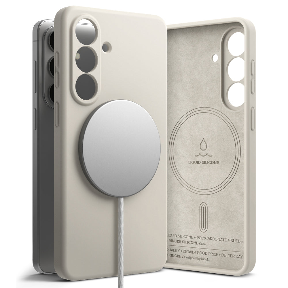 MagSafe hoesje voor Samsung Galaxy S26, Ringke, Siliconen, Crème