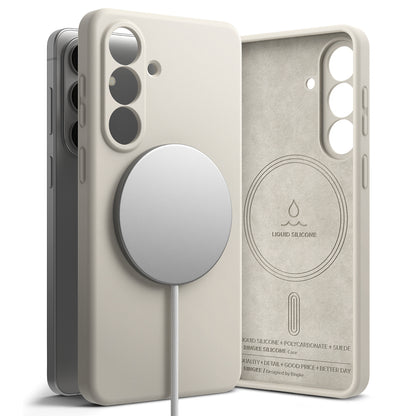 MagSafe hoesje voor Samsung Galaxy S26, Ringke, Siliconen, Crème