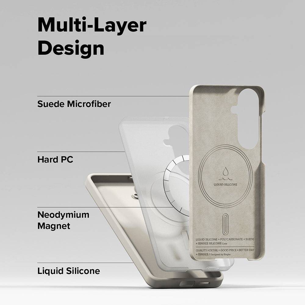 MagSafe hoesje voor Samsung Galaxy S26, Ringke, Siliconen, Crème