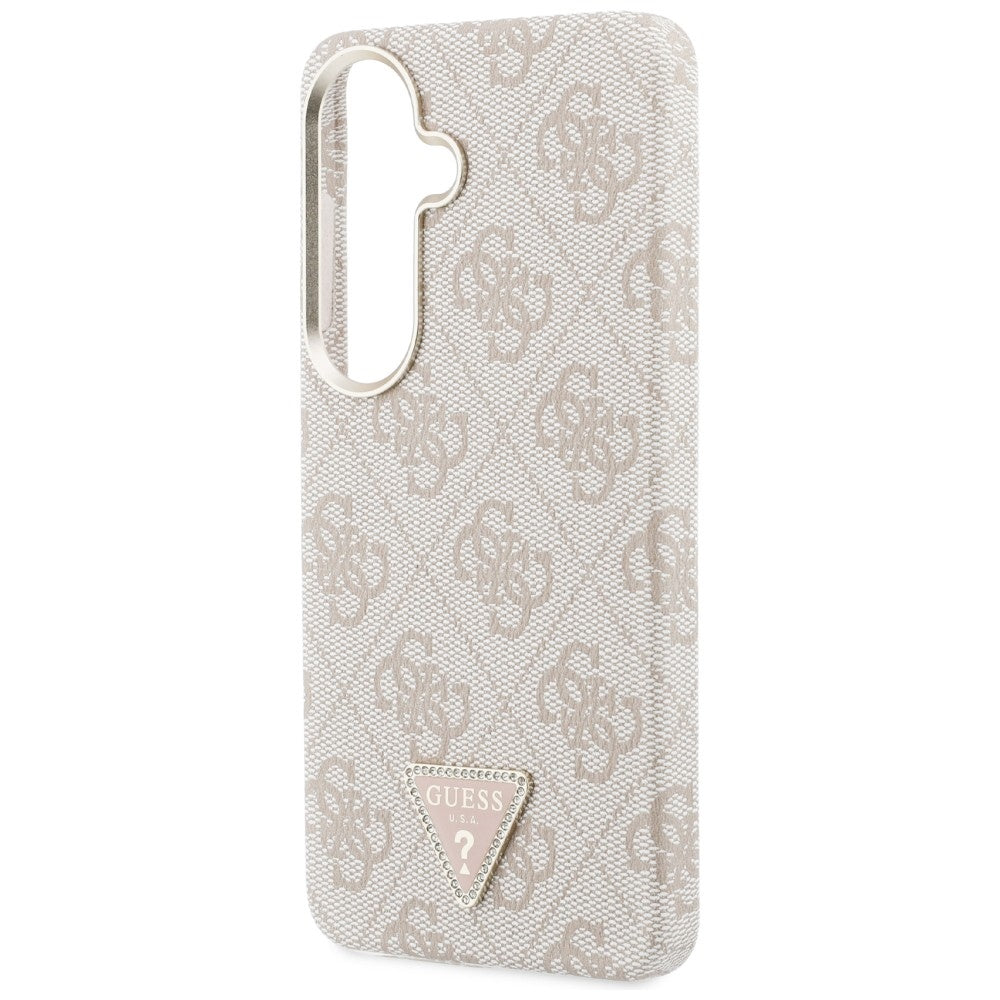 Étui MagSafe pour Samsung Galaxy S26 S942, Guess, logo Triangle 4G, Rose
