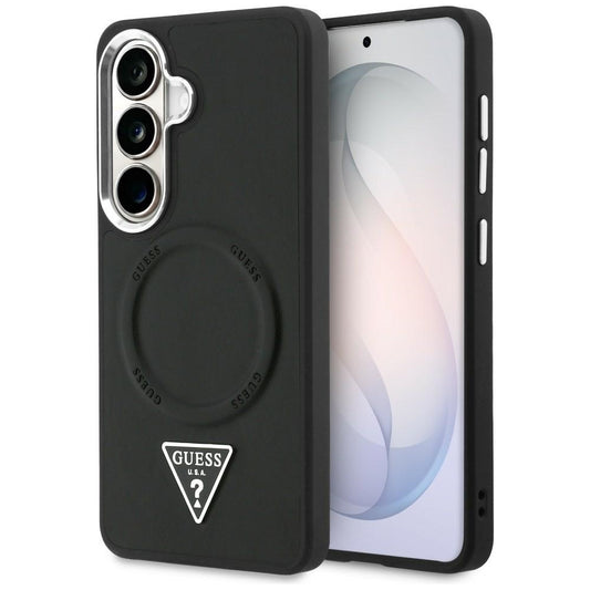 MagSafe hoesje voor Samsung Galaxy S26 S942, Guess, Embossed Ring Triangle Logo, Zwart