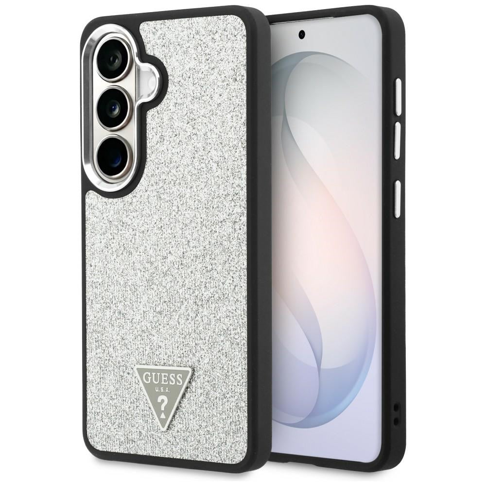 MagSafe-hoesje voor Samsung Galaxy S26 S942, Guess, Fixed Glitter Triangle Logo, Zilver