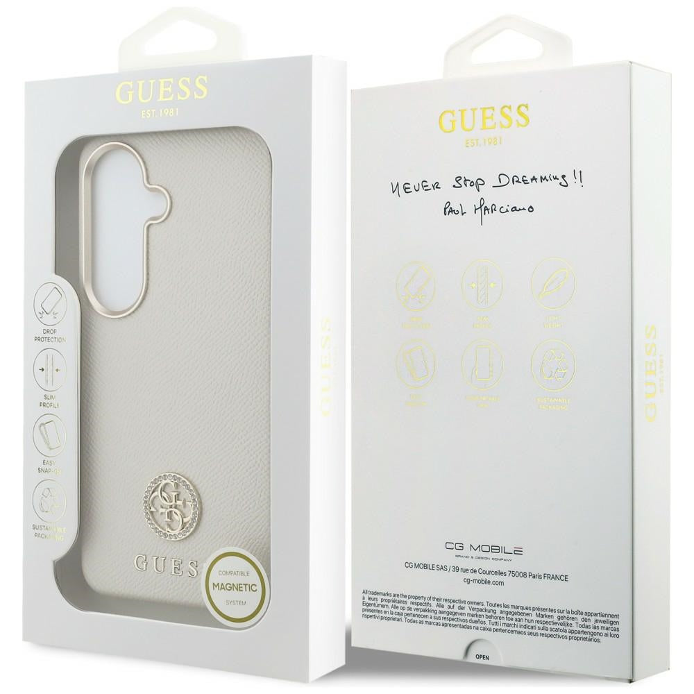 MagSafe hoesje voor Samsung Galaxy S26 S942, Guess, Rhinestone Round Logo, Beige