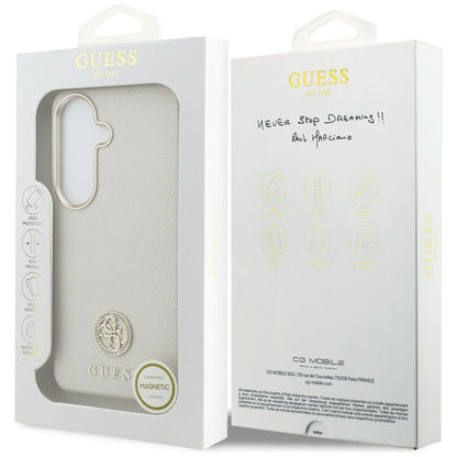 MagSafe hoesje voor Samsung Galaxy S26 S942, Guess, Rhinestone Round Logo, Beige