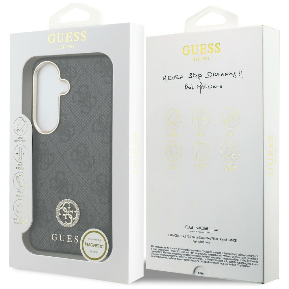 MagSafe Hülle für Samsung Galaxy S26 S942, Guess, Rhinestone Round Logo, Schwarz