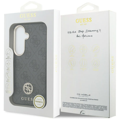 MagSafe Hülle für Samsung Galaxy S26 S942, Guess, Rhinestone Round Logo, Schwarz