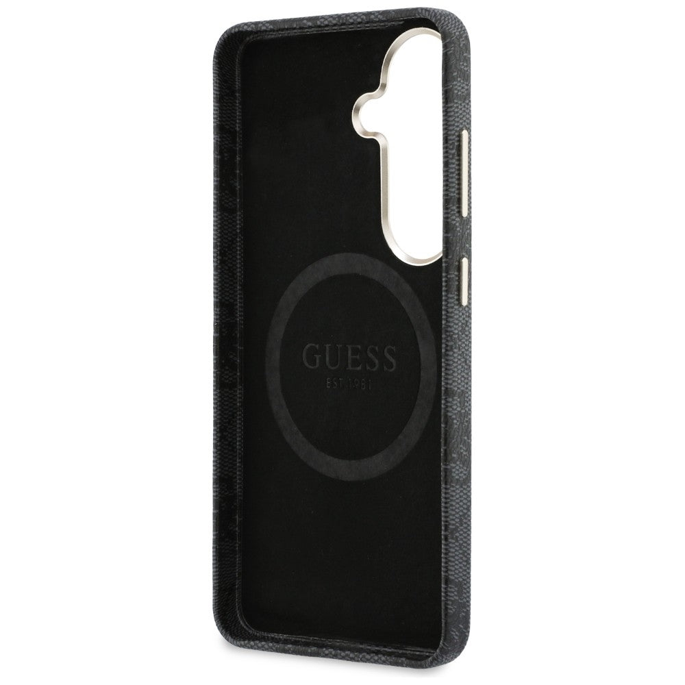 MagSafe Hülle für Samsung Galaxy S26 S942, Guess, Rhinestone Round Logo, Schwarz