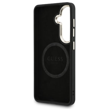 Étui MagSafe pour Samsung Galaxy S26 S942, Guess, Saffiano Peony Embossed Ring, Noir