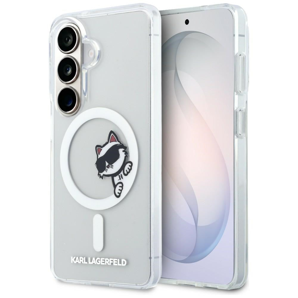 MagSafe-hoesje voor Samsung Galaxy S26 S942, Karl Lagerfeld, IML Choupette Peekaboo Logo, Wit