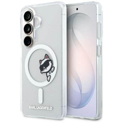 MagSafe-hoesje voor Samsung Galaxy S26 S942, Karl Lagerfeld, IML Choupette Peekaboo Logo, Wit