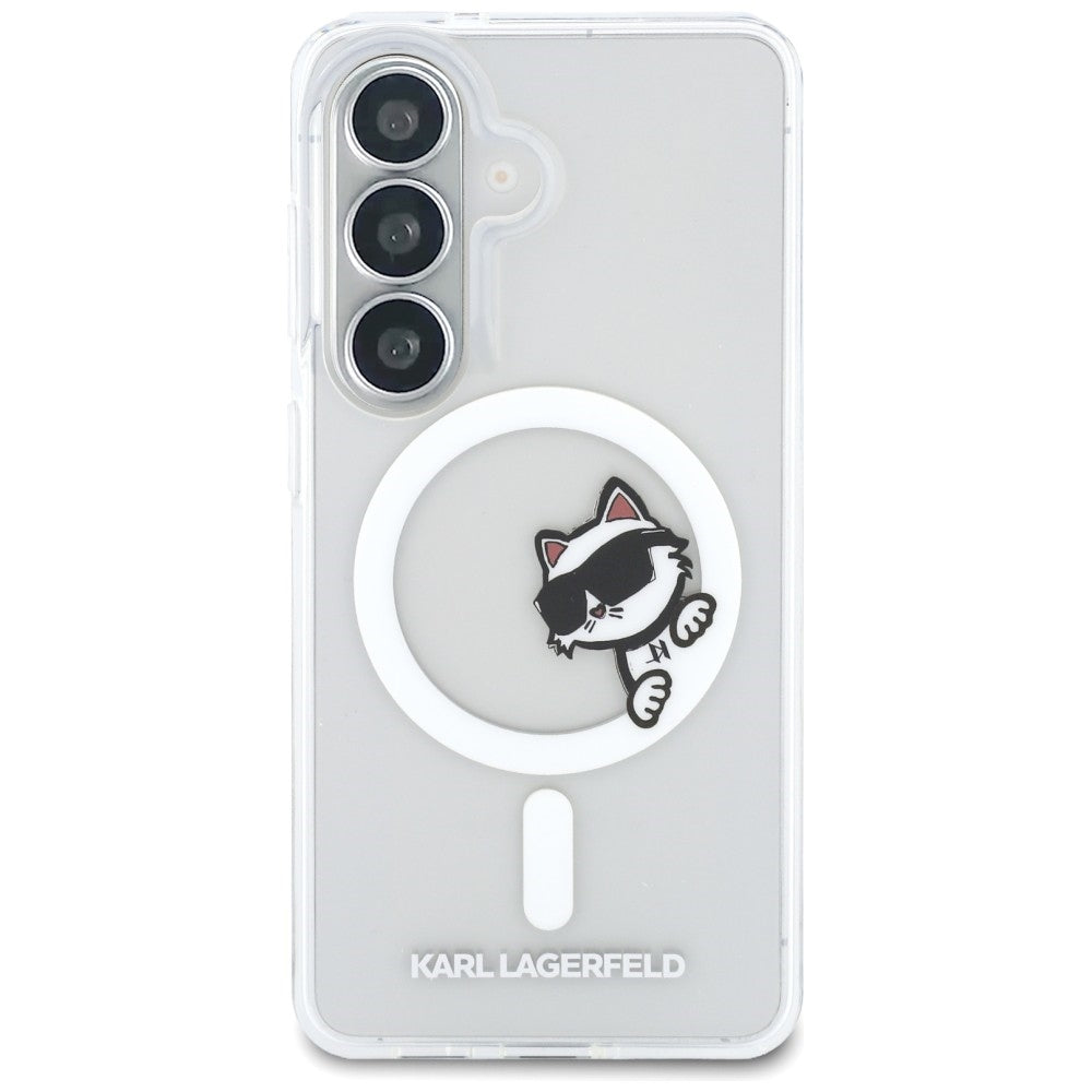 MagSafe-hoesje voor Samsung Galaxy S26 S942, Karl Lagerfeld, IML Choupette Peekaboo Logo, Wit