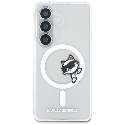 MagSafe-hoesje voor Samsung Galaxy S26 S942, Karl Lagerfeld, IML Choupette Peekaboo Logo, Wit