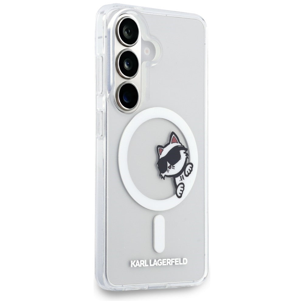 MagSafe-hoesje voor Samsung Galaxy S26 S942, Karl Lagerfeld, IML Choupette Peekaboo Logo, Wit