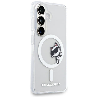 MagSafe-hoesje voor Samsung Galaxy S26 S942, Karl Lagerfeld, IML Choupette Peekaboo Logo, Wit