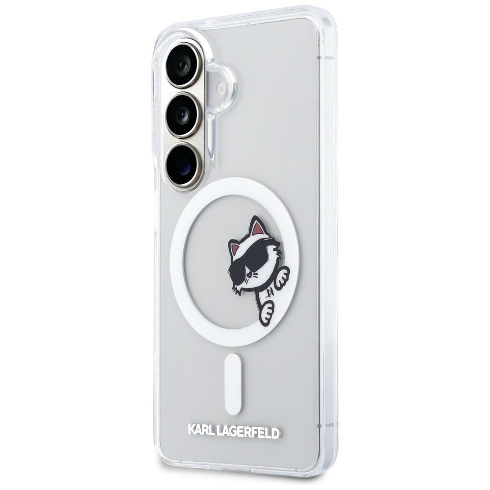 MagSafe-hoesje voor Samsung Galaxy S26 S942, Karl Lagerfeld, IML Choupette Peekaboo Logo, Wit