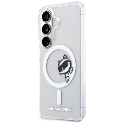 MagSafe-hoesje voor Samsung Galaxy S26 S942, Karl Lagerfeld, IML Choupette Peekaboo Logo, Wit