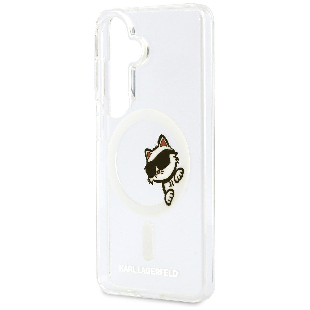 MagSafe-hoesje voor Samsung Galaxy S26 S942, Karl Lagerfeld, IML Choupette Peekaboo Logo, Wit