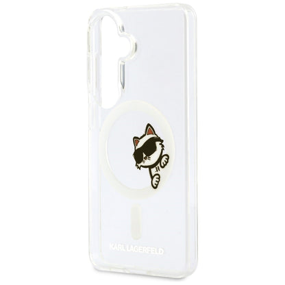 MagSafe-hoesje voor Samsung Galaxy S26 S942, Karl Lagerfeld, IML Choupette Peekaboo Logo, Wit