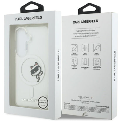MagSafe-hoesje voor Samsung Galaxy S26 S942, Karl Lagerfeld, IML Choupette Peekaboo Logo, Wit