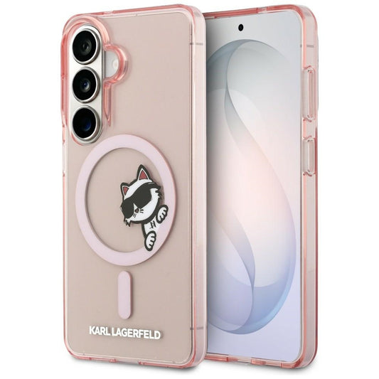 MagSafe hoesje voor Samsung Galaxy S26 S942, Karl Lagerfeld, IML Choupette Peekaboo Logo, Roze