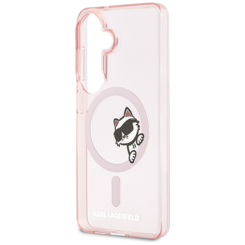 MagSafe Hülle für Samsung Galaxy S26 S942, Karl Lagerfeld, IML Choupette Peekaboo Logo, Rosa