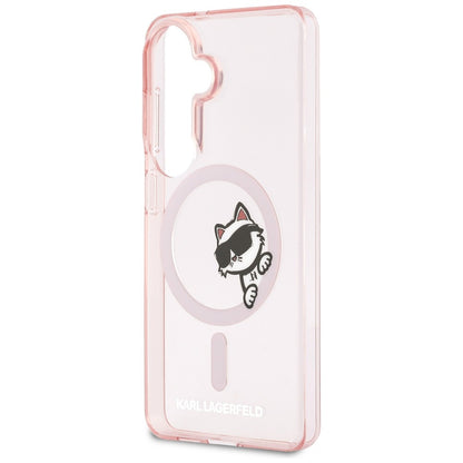 MagSafe Hülle für Samsung Galaxy S26 S942, Karl Lagerfeld, IML Choupette Peekaboo Logo, Rosa