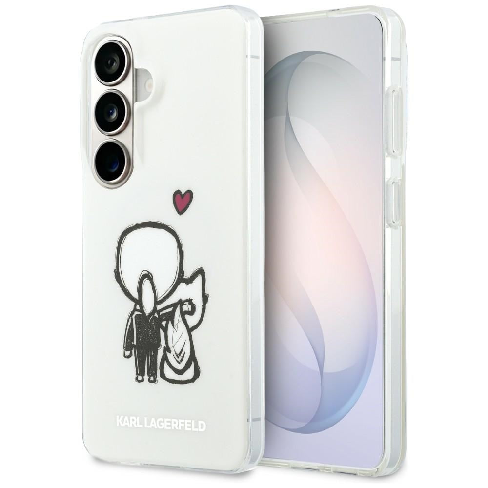 Coque MagSafe pour Samsung Galaxy S26 S942, Karl Lagerfeld, IML Karl & Choupette Back Logo, Blanc