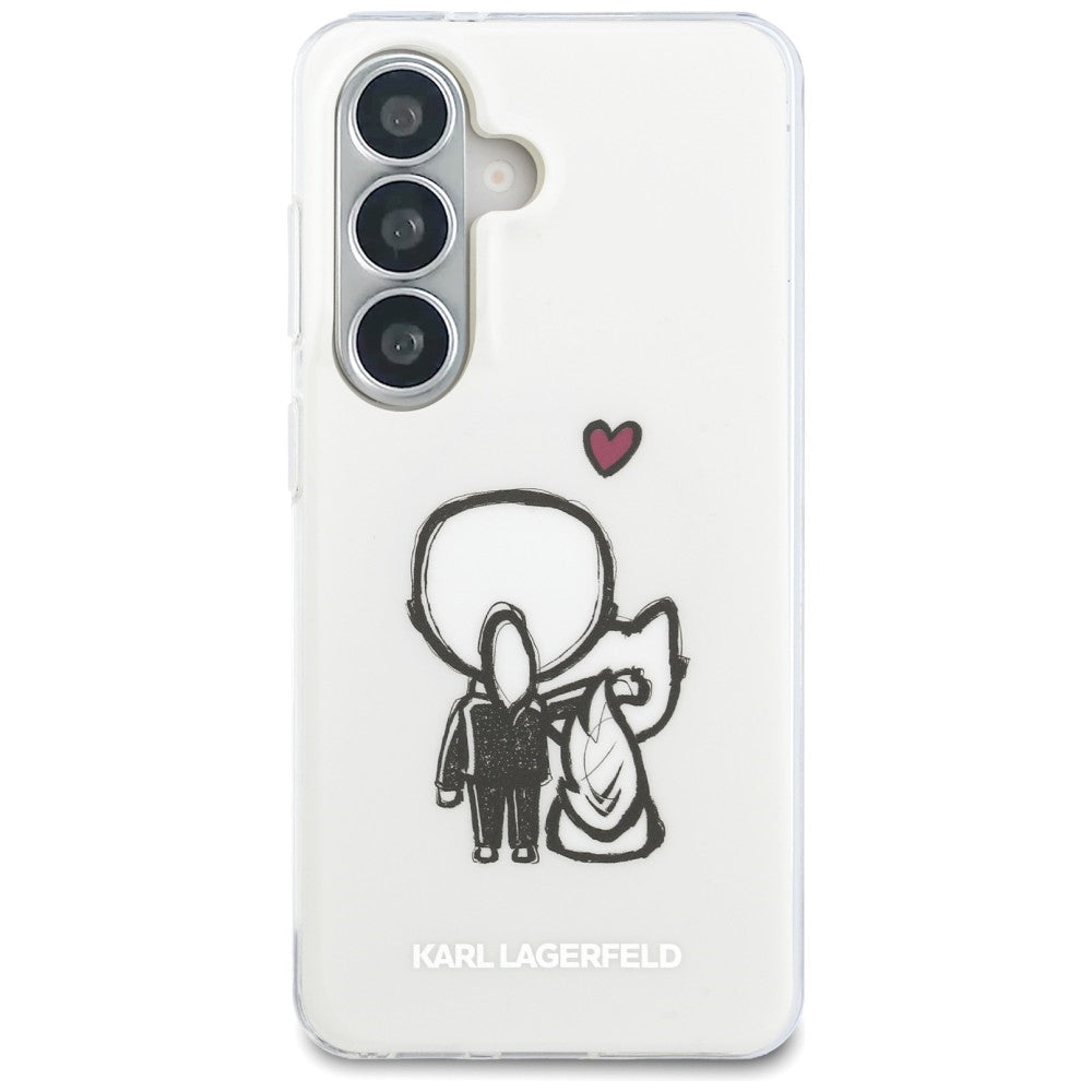 Coque MagSafe pour Samsung Galaxy S26 S942, Karl Lagerfeld, IML Karl & Choupette Back Logo, Blanc
