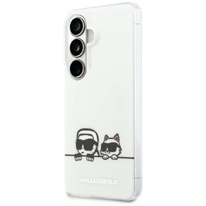 Étui MagSafe pour Samsung Galaxy S26 S942, Karl Lagerfeld, IML Karl & Choupette Peekaboo Logo, Blanc