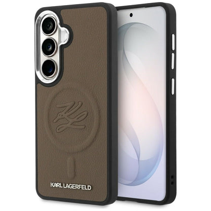 Étui MagSafe pour Samsung Galaxy S26 S942, Karl Lagerfeld, Logo Initial en Relief, Marron