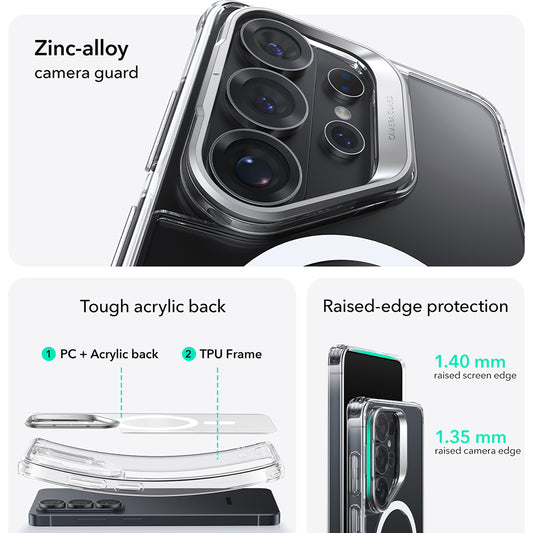 MagSafe hoesje voor Samsung Galaxy S26 Ultra, ESR, Classic Hybrid Kickstand, Transparant