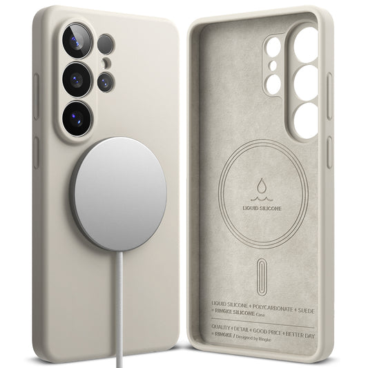 MagSafe hoesje voor Samsung Galaxy S26 Ultra, Ringke, Siliconen, Crème
