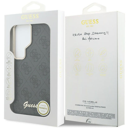 MagSafe hoesje voor Samsung Galaxy S26 Ultra S948, Guess, 4G Script Logo, Zwart