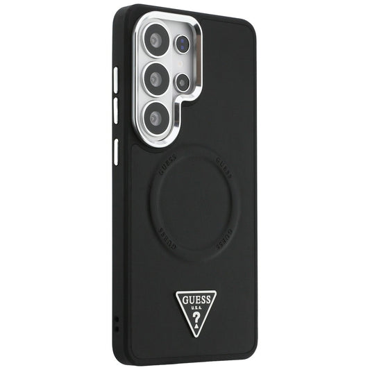 MagSafe hoesje voor Samsung Galaxy S26 Ultra S948, Guess, Embossed Ring Triangle Logo, Zwart