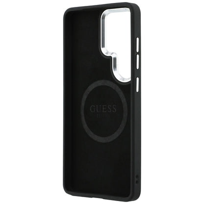 Coque MagSafe pour Samsung Galaxy S26 Ultra S948, Guess, Logo Triangle Anneau en Relief, Noire