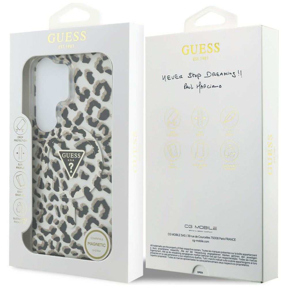 Housse MagSafe pour Samsung Galaxy S26 Ultra S948, Guess, Motif Léopard IML, Noire