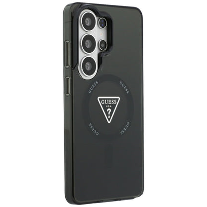 Étui MagSafe pour Samsung Galaxy S26 Ultra S948, Guess, logo triangle dégradé IML, Noir
