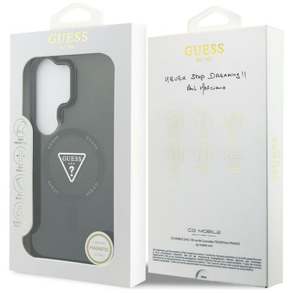 Étui MagSafe pour Samsung Galaxy S26 Ultra S948, Guess, logo triangle dégradé IML, Noir