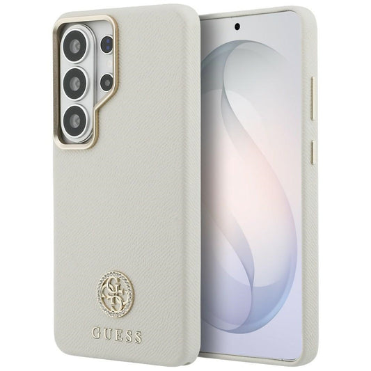 Étui MagSafe pour Samsung Galaxy S26 Ultra S948, Guess, logo rond en strass, beige