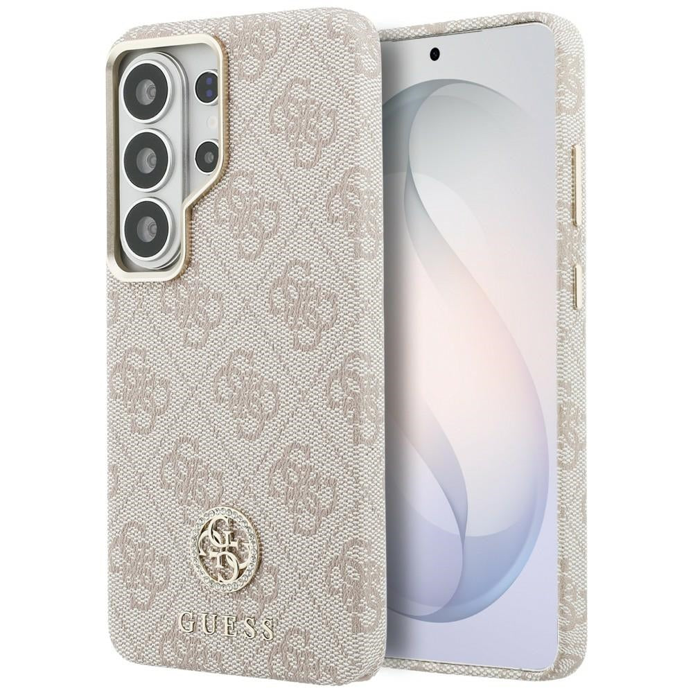 Coque MagSafe pour Samsung Galaxy S26 Ultra S948, Guess, logo rond en strass, Rose