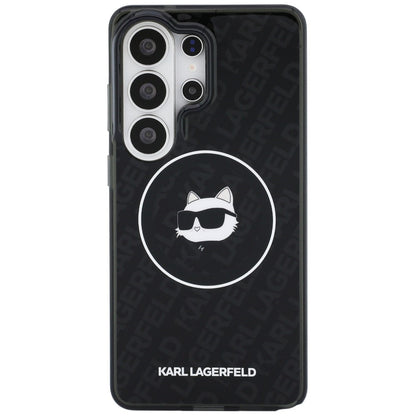 MagSafe Hülle für Samsung Galaxy S26 Ultra S948, Karl Lagerfeld, IML Choupette Head on KL Repeated Logo, Schwarz