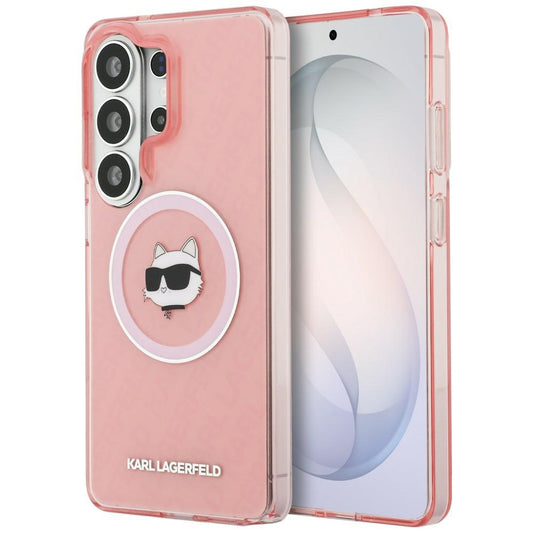MagSafe hoesje voor Samsung Galaxy S26 Ultra S948, Karl Lagerfeld, IML Choupette Head on KL Repeated Logo, Roze