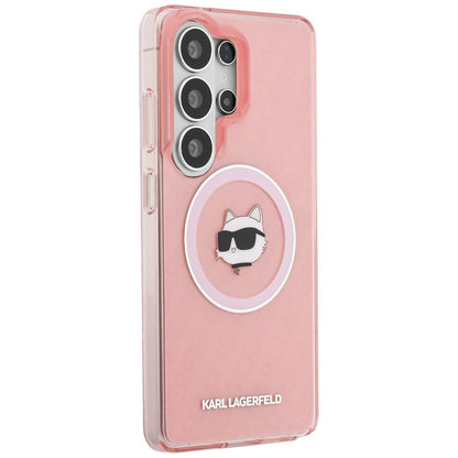 MagSafe hoesje voor Samsung Galaxy S26 Ultra S948, Karl Lagerfeld, IML Choupette Head on KL Repeated Logo, Roze